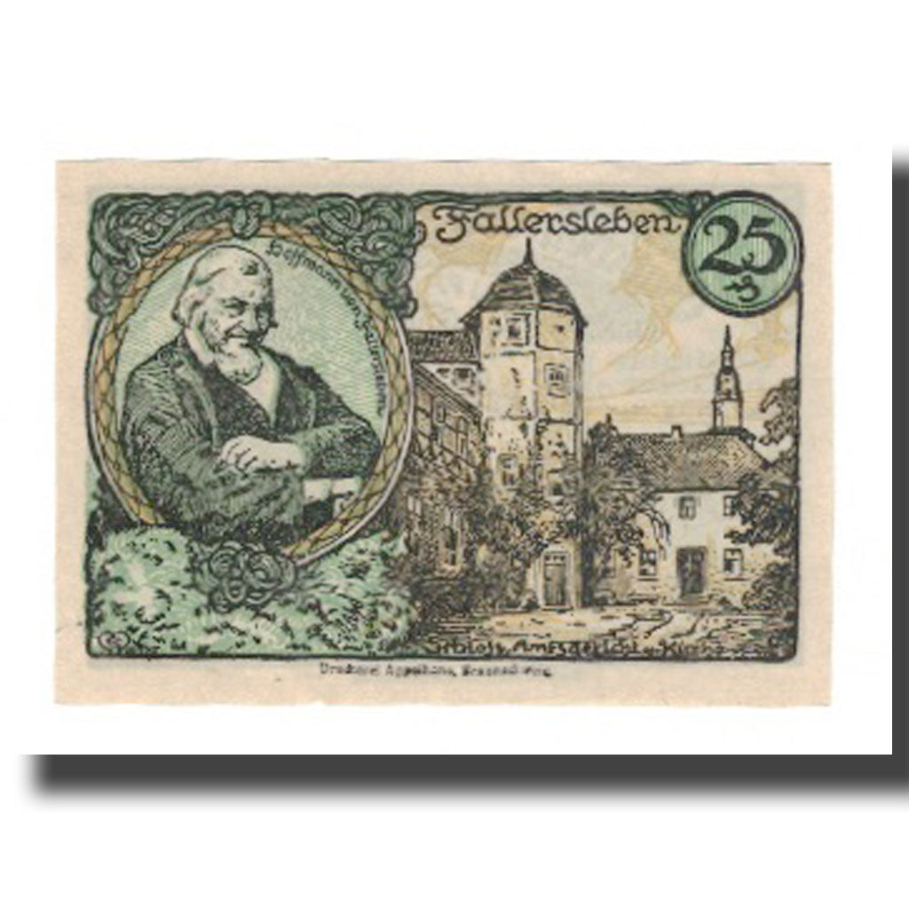 Banconote, Germania, Fallersleben Stadt, 25 Pfennig, portrait 5, 1921