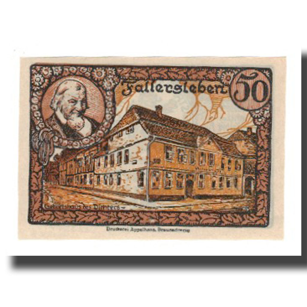 Geldschein, Deutschland, Fallersleben Stadt, 50 Pfennig, portrait 6, 1921