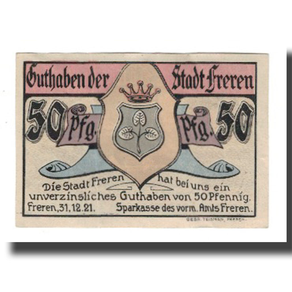Banconote, Germania, Freren Sparkasse des vorm. Amts, 50 Pfennig, village, 1921