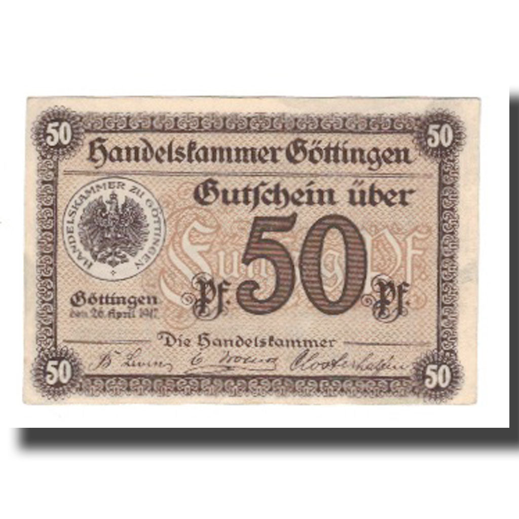 Banconote, Germania, Göttingen Handelskammer, 50 Pfennig, Texte 2, 1917