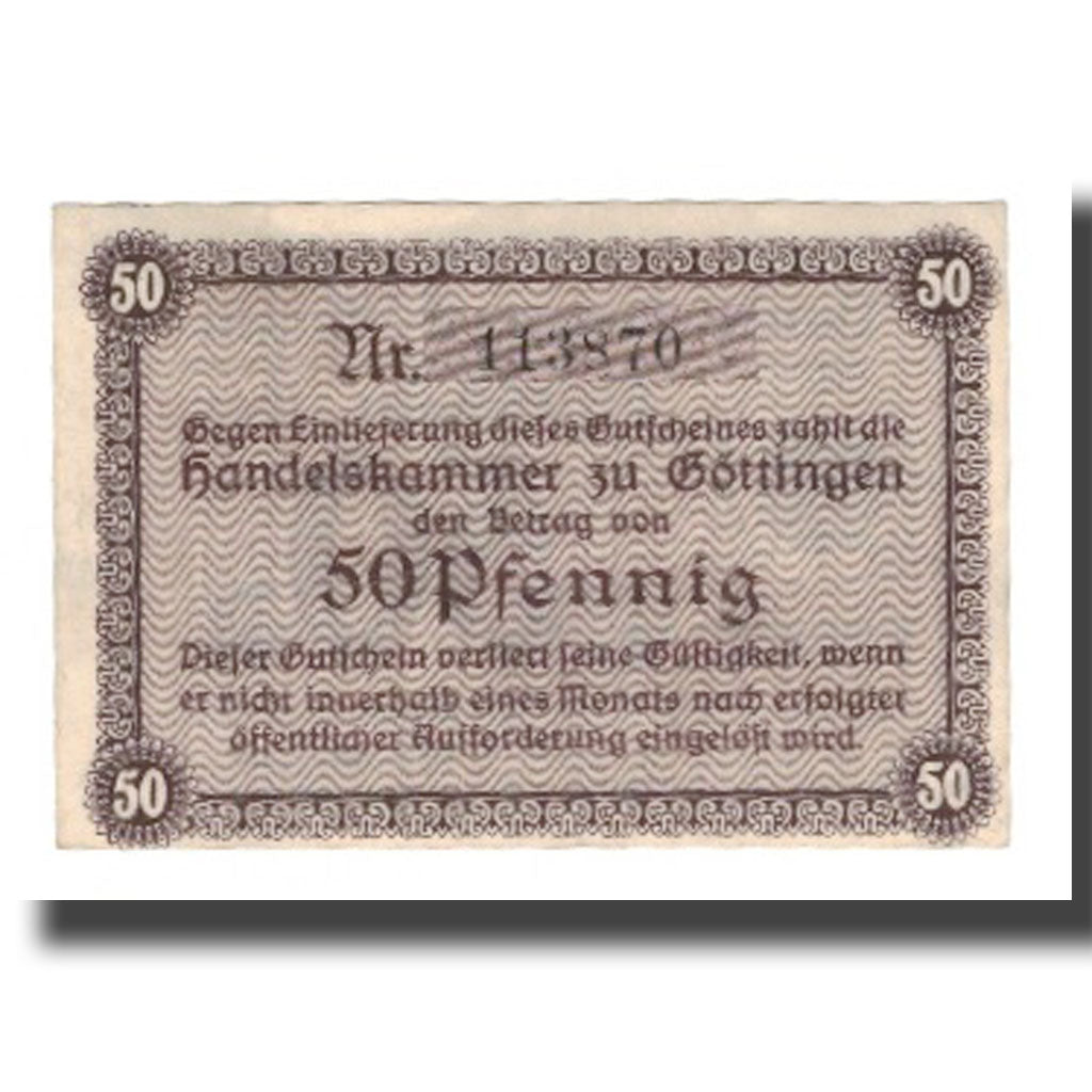 Banconote, Germania, Göttingen Handelskammer, 50 Pfennig, Texte 2, 1917