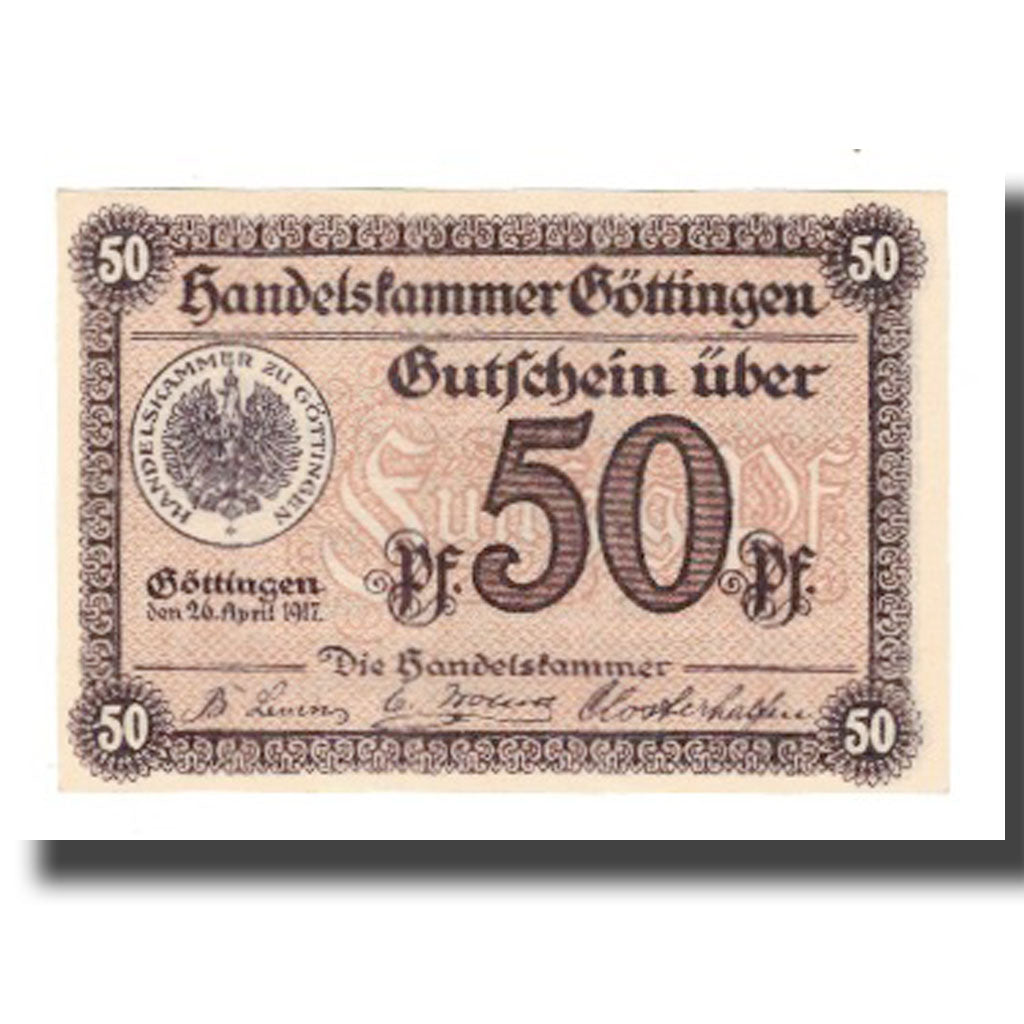Biljet, Duitsland, Göttingen Handelskammer, 50 Pfennig, Texte 4, 1917