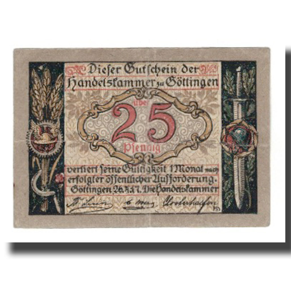Nota, Alemanha, Göttingen Handelskammer, 25 Pfennig, personnage 1, Undated