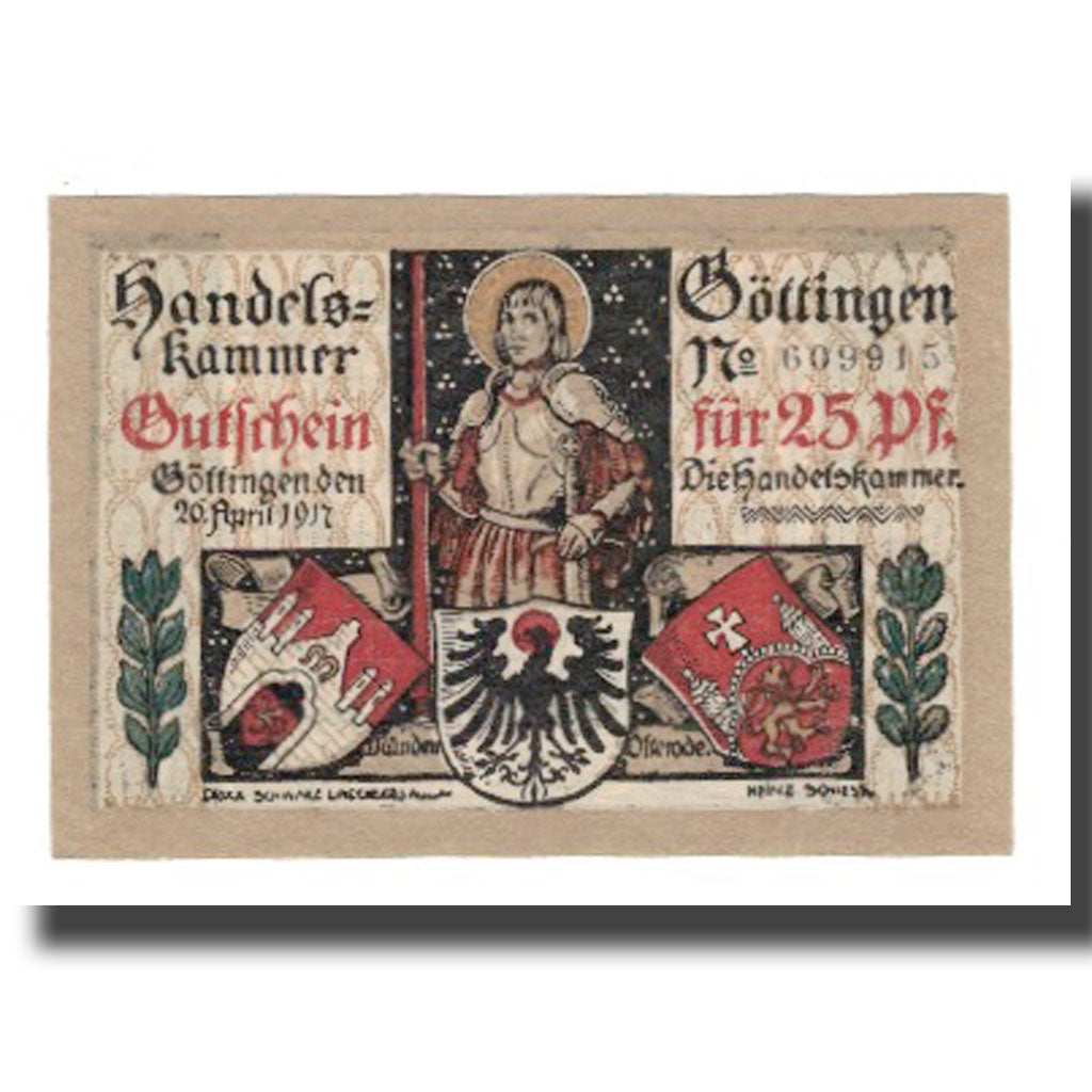 Banconote, Germania, Göttingen Handelskammer, 25 Pfennig, personnage 2, Undated