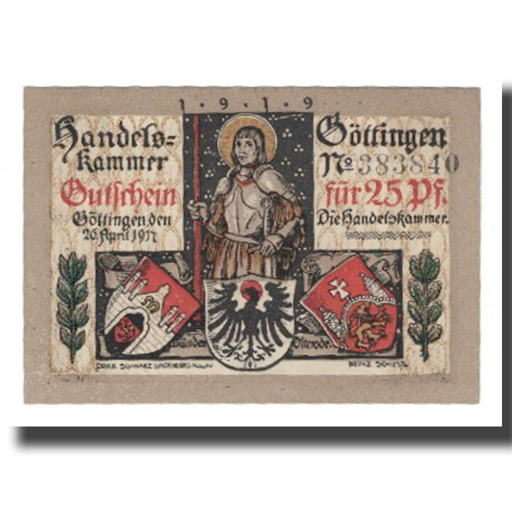 Nota, Alemanha, Göttingen Handelskammer, 25 Pfennig, personnage 4, Undated