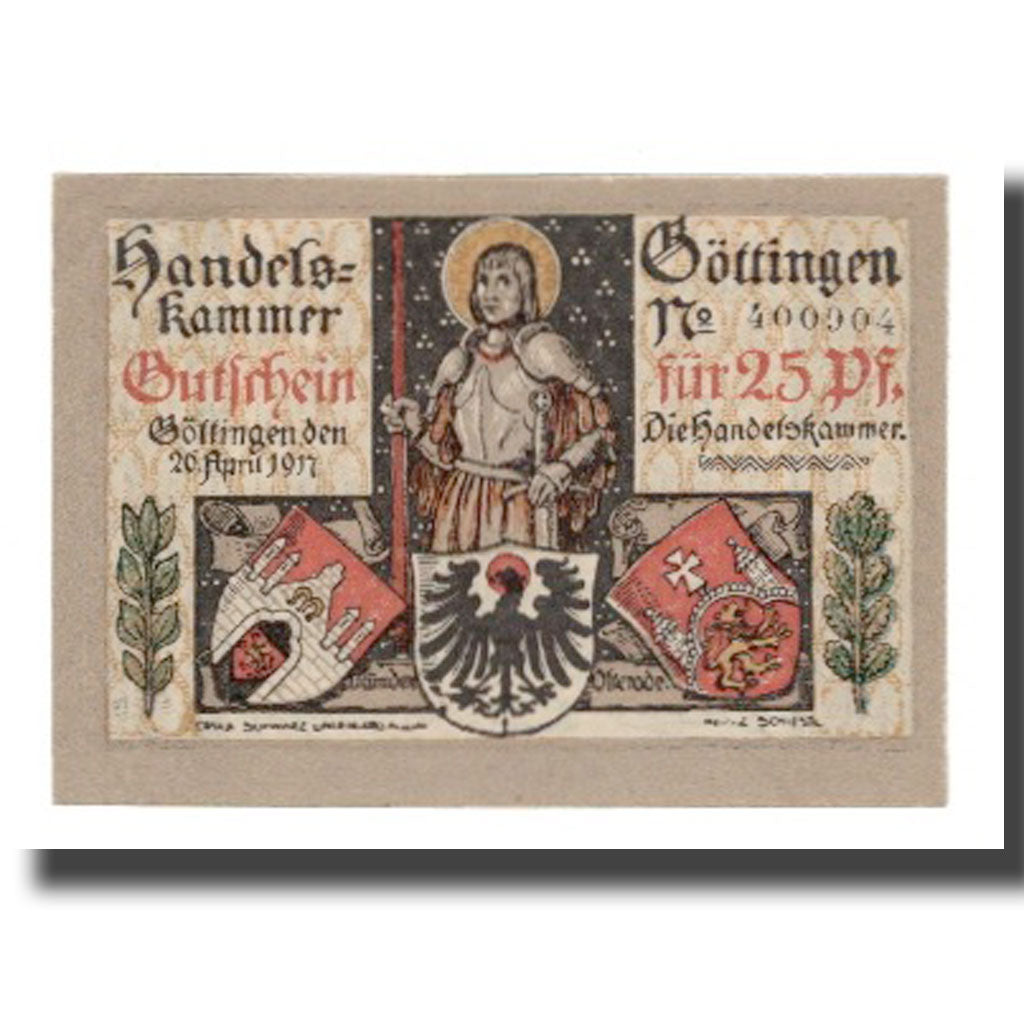Nota, Alemanha, Göttingen Handelskammer, 25 Pfennig, personnage 5, Undated
