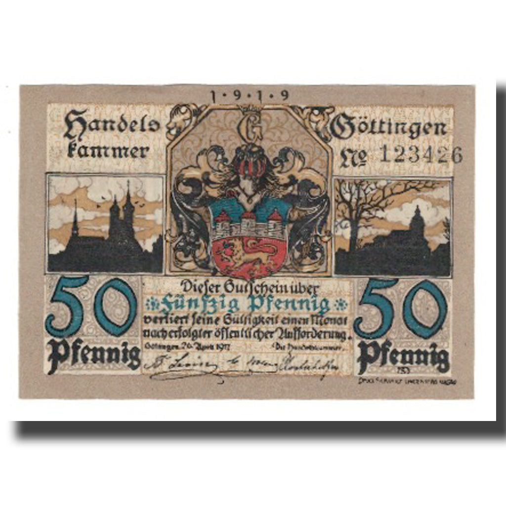 Biljet, Duitsland, Göttingen Handelskammer, 50 Pfennig, personnage 3, Undated