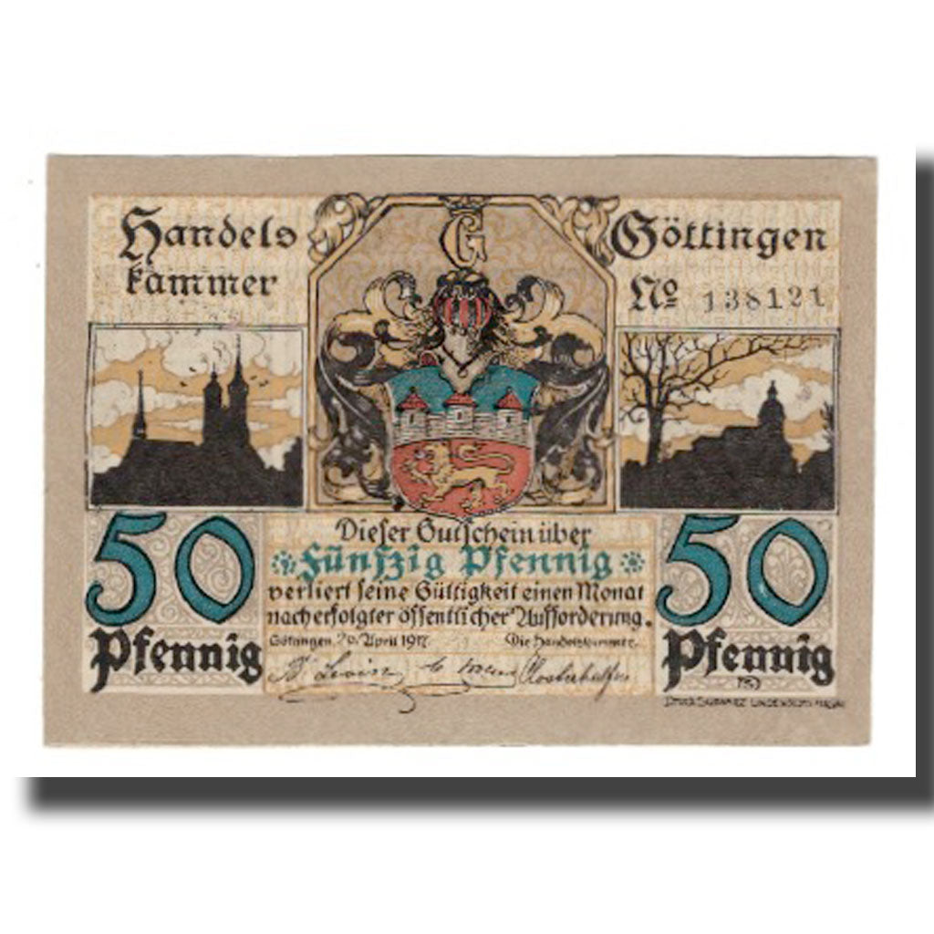 Nota, Alemanha, Göttingen Handelskammer, 50 Pfennig, personnage 6, Undated