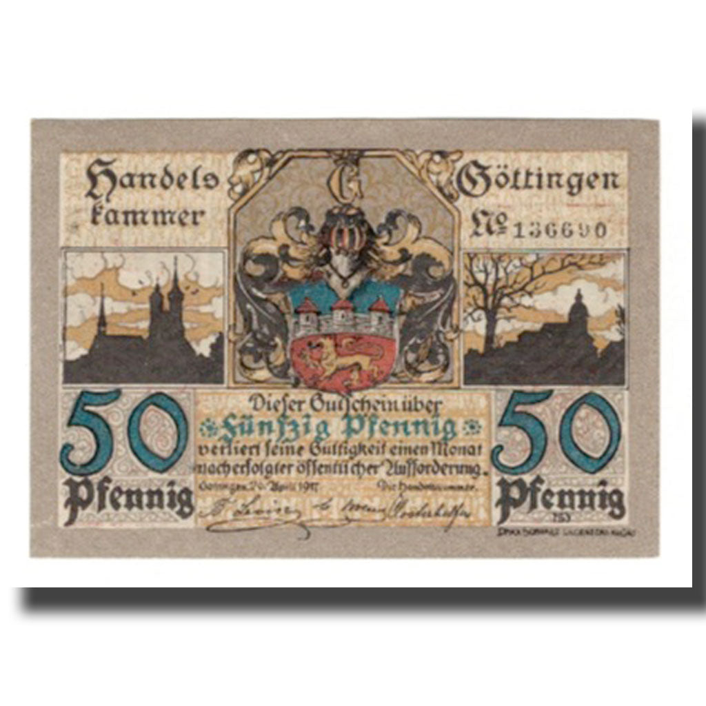 Banconote, Germania, Göttingen Handelskammer, 50 Pfennig, personnage 7, Undated
