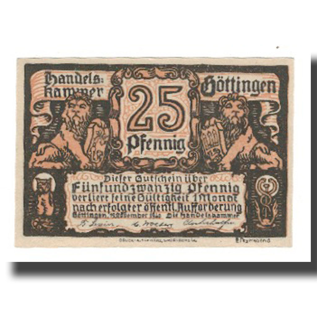Banknote, Germany, Göttingen Handelskammer, 25 Pfennig, Clocher, 1920