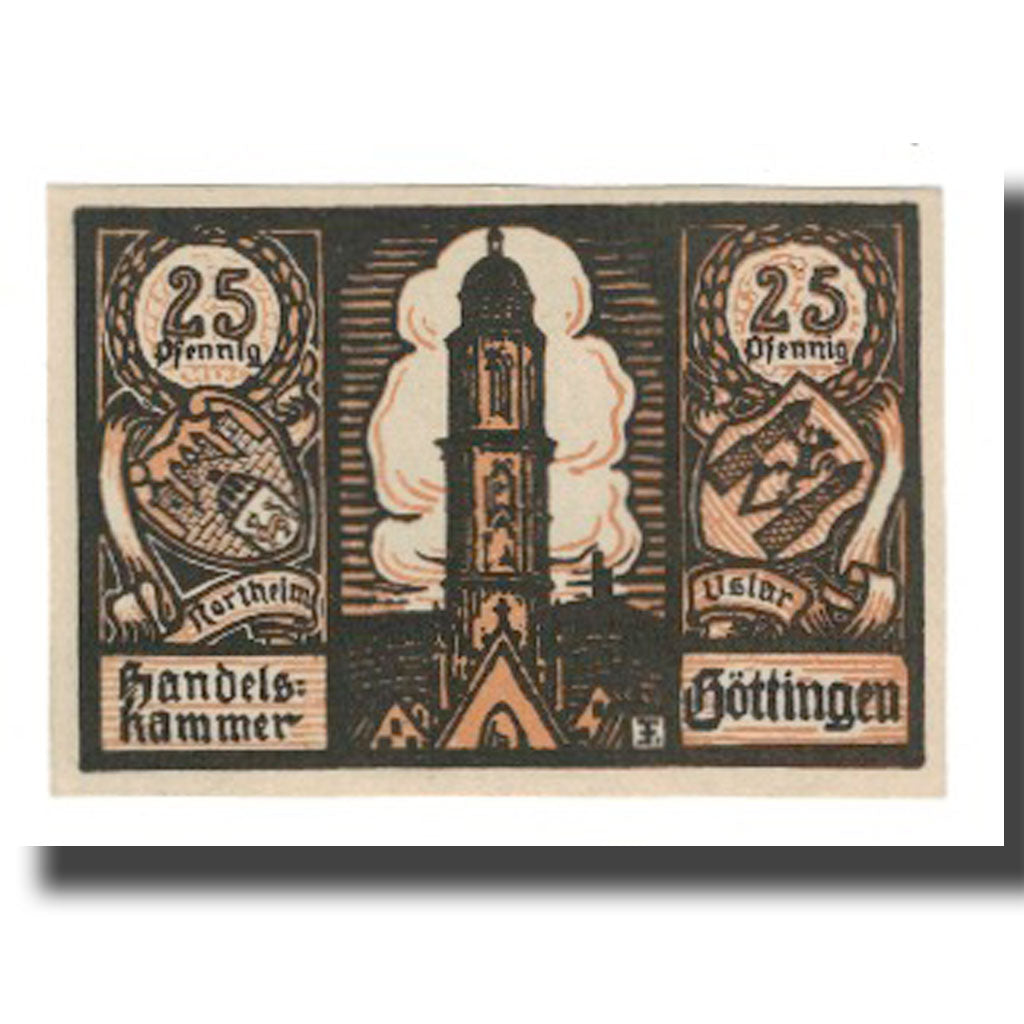 Banknote, Germany, Göttingen Handelskammer, 25 Pfennig, Clocher, 1920