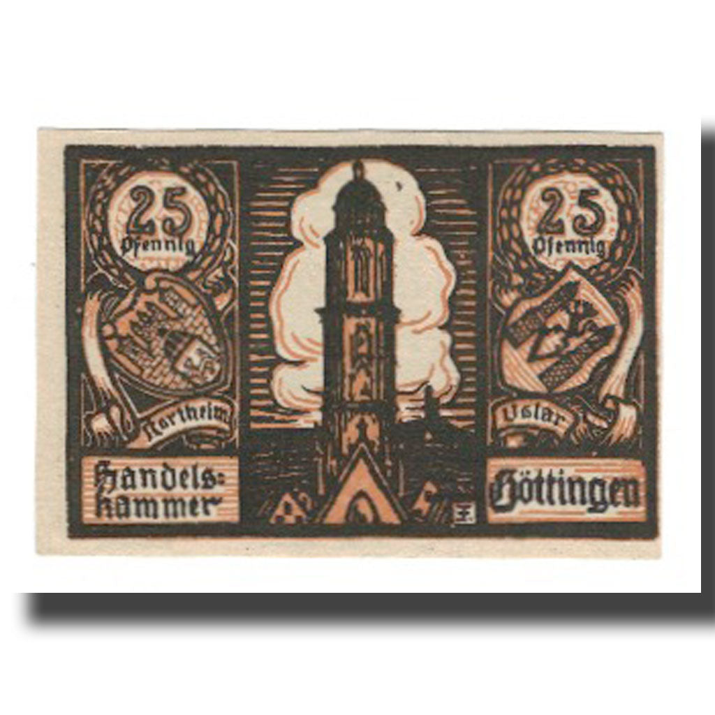 Banconote, Germania, Göttingen Handelskammer, 25 Pfennig, Clocher 1, 1920