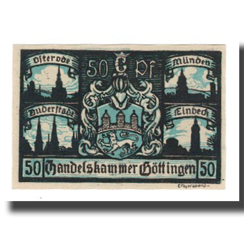 Banconote, Germania, Göttingen Handelskammer, 50 Pfennig, Blason, 1920