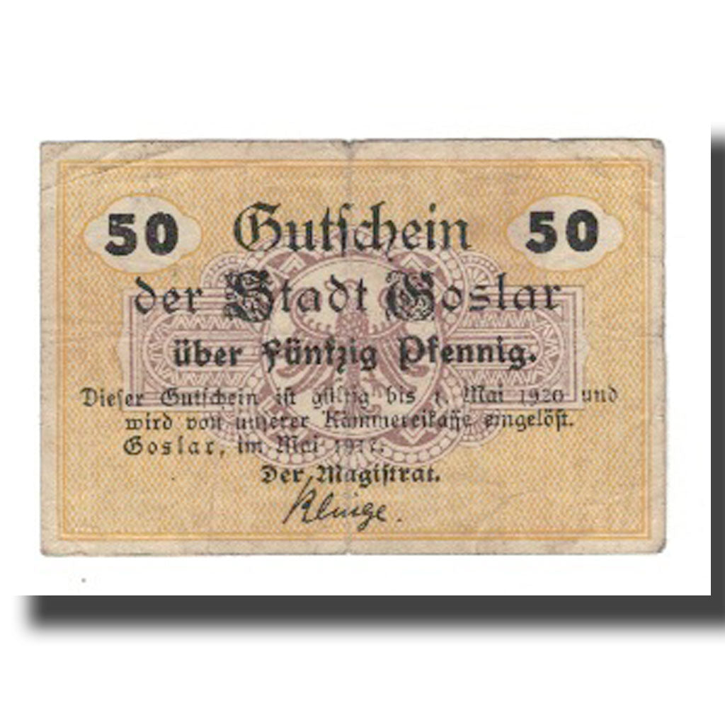 Billete, Alemania, Goslar Stadt, 50 Pfennig, N.D, 1920, 1921-05-01, BC+