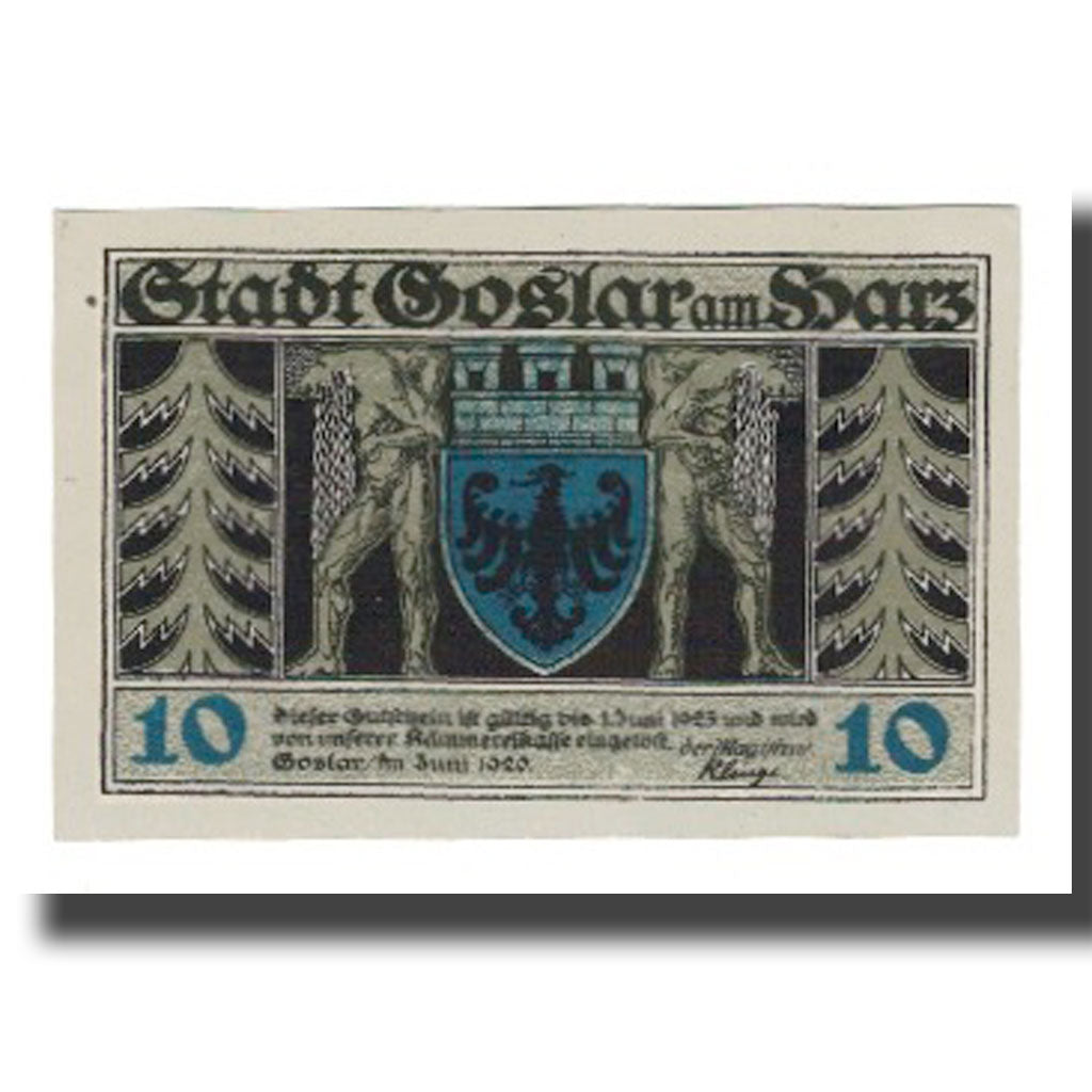Banconote, Germania, Goslar Stadt, 10 Pfennig, personnage 1, 1920, 1920-06-01