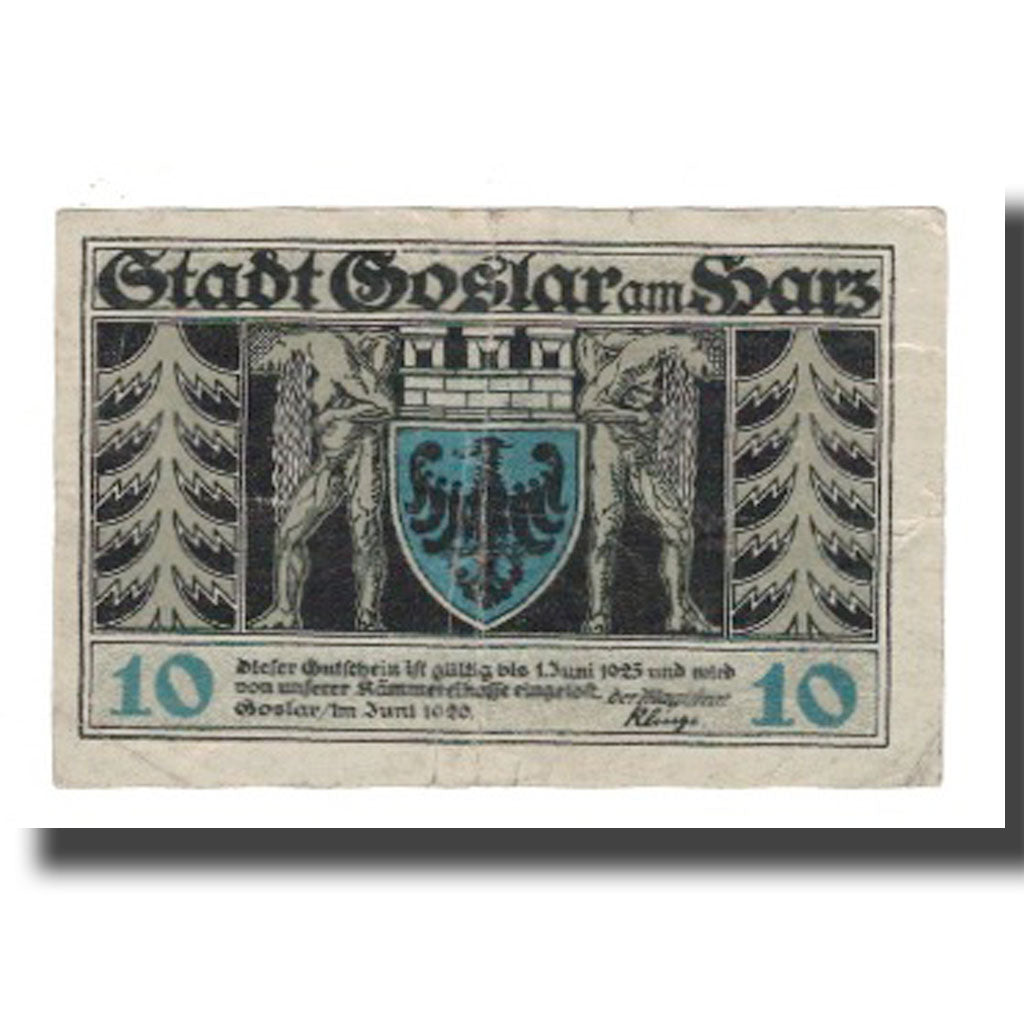 Banconote, Germania, Goslar Stadt, 10 Pfennig, personnage 3, 1920, 1920-06-01