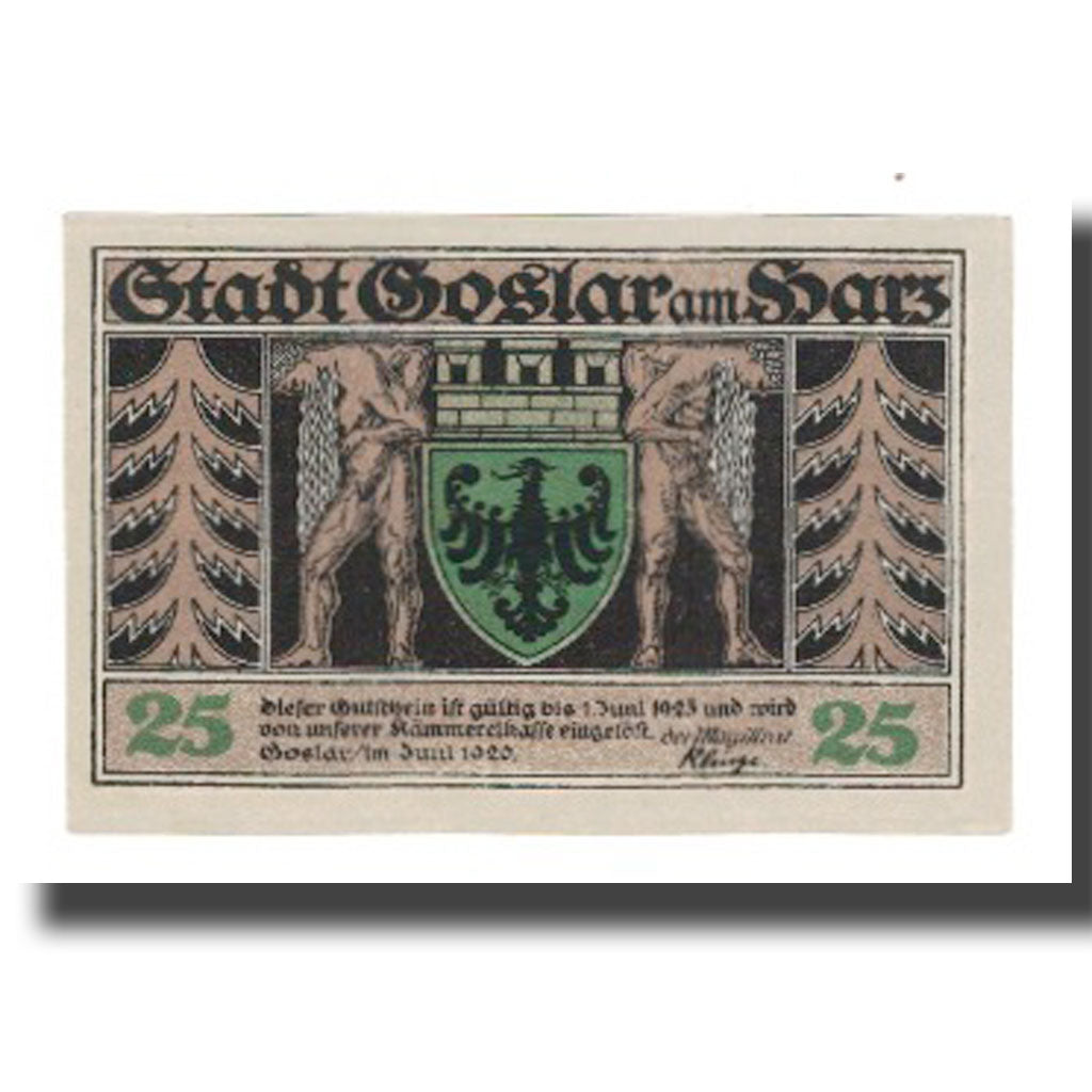 Geldschein, Deutschland, Goslar Stadt, 25 Pfennig, village 1, 1920, 1920-06-01