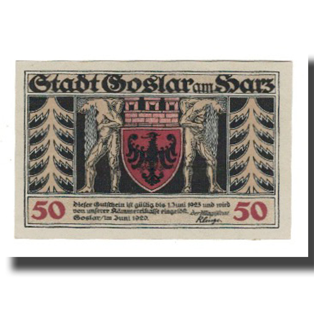 Biljet, Duitsland, Goslar Stadt, 50 Pfennig, Batiment, 1920, 1920-06-01, SUP