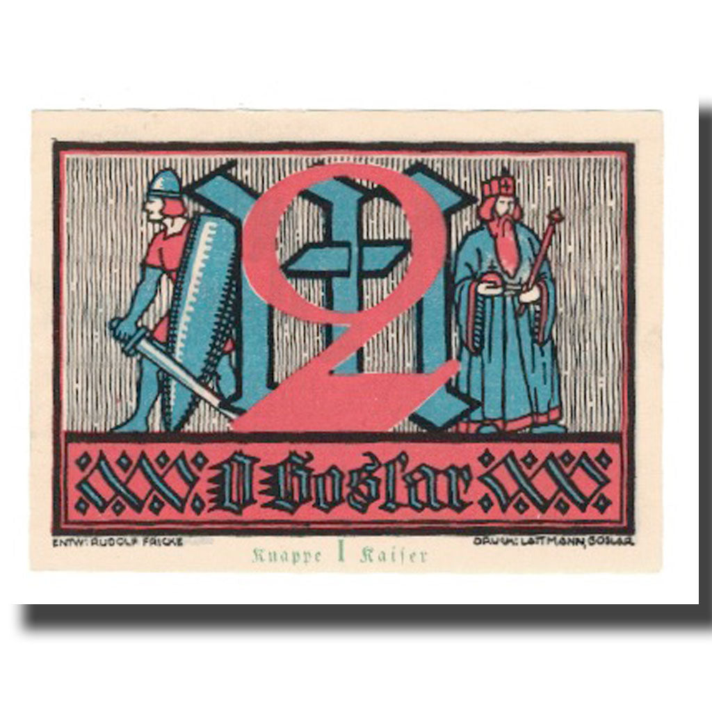 Geldschein, Deutschland, Goslar Stadt, 2 Mark, personnage, 1922, 1922-07-02, VZ