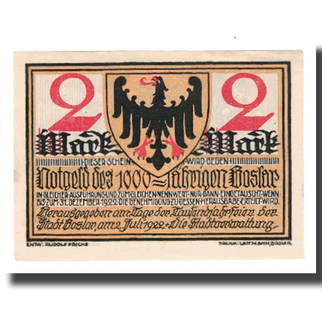 Banconote, Germania, Goslar Stadt, 2 Mark, personnage 3, 1922, 1922-07-02, SPL-