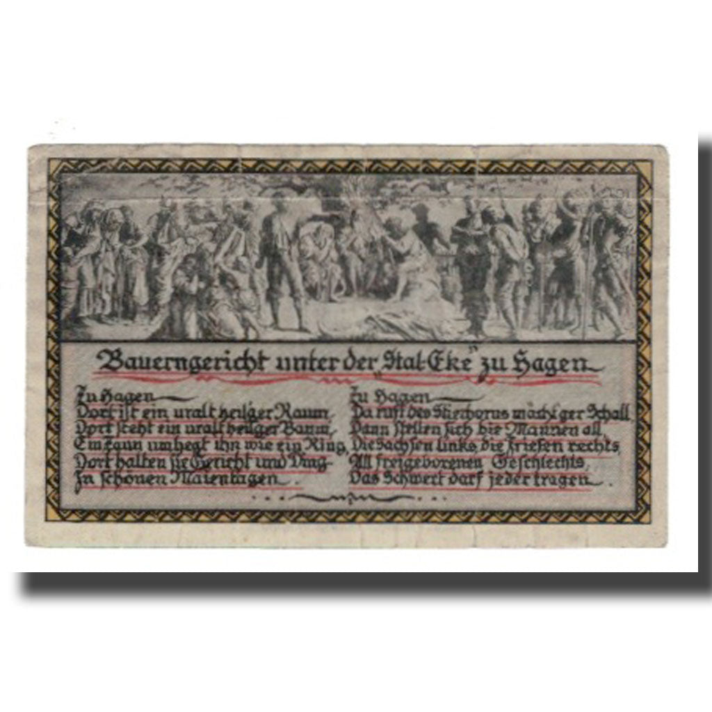 Biljet, Duitsland, Hagen Gemeinde, 50 Pfennig, personnage, 1921, 1921-08-01