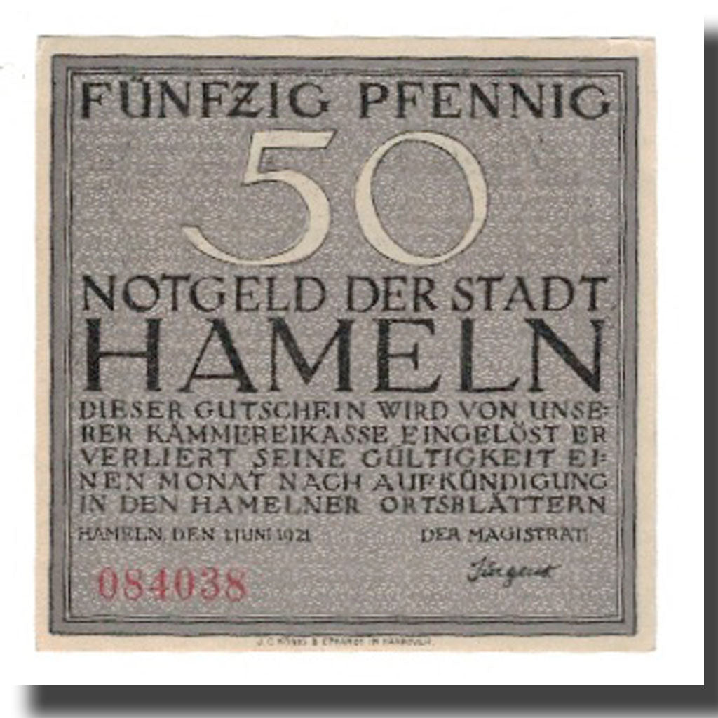 Biljet, Duitsland, Hameln Stadt, 50 Pfennig, personnage, 1921, 1921-06-01, SUP