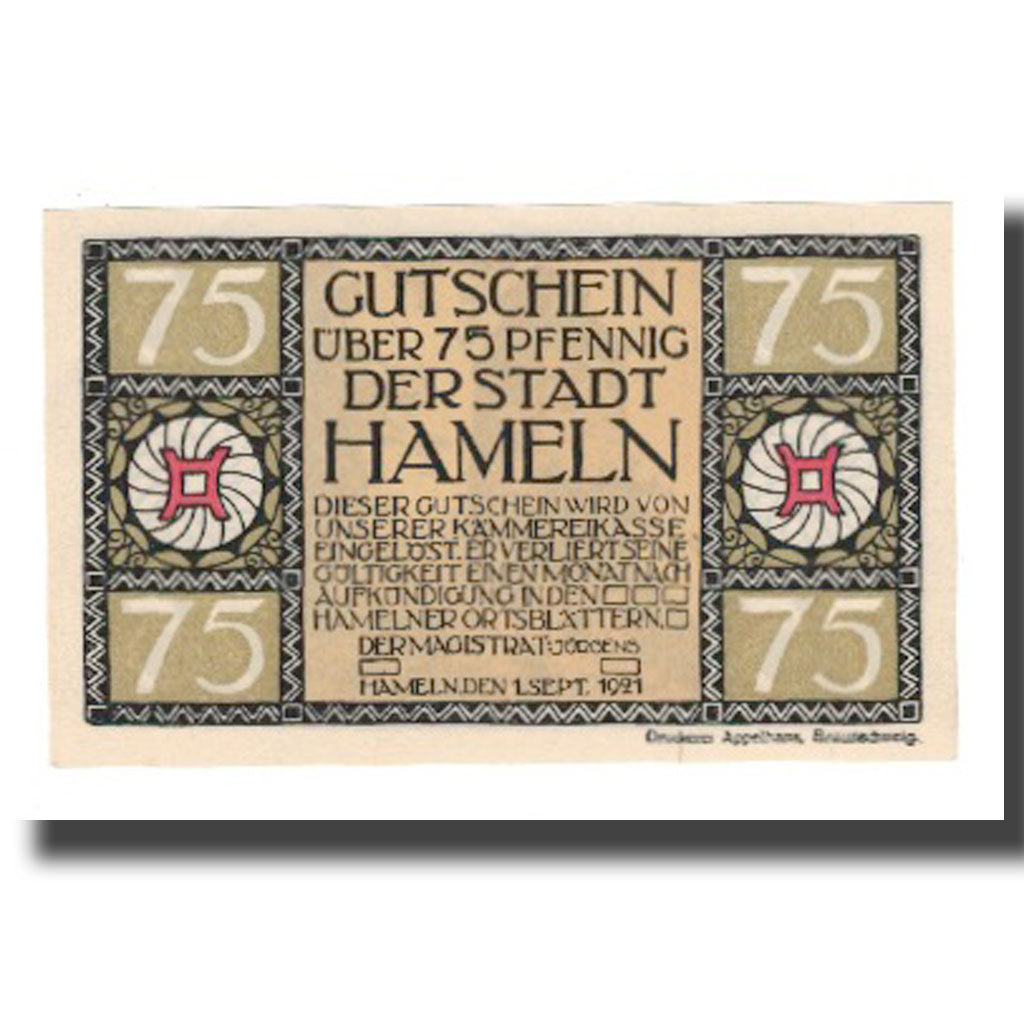 Banknote, Germany, Hameln Stadt, 75 Pfennig, Batiment, 1921, 1921-09-01
