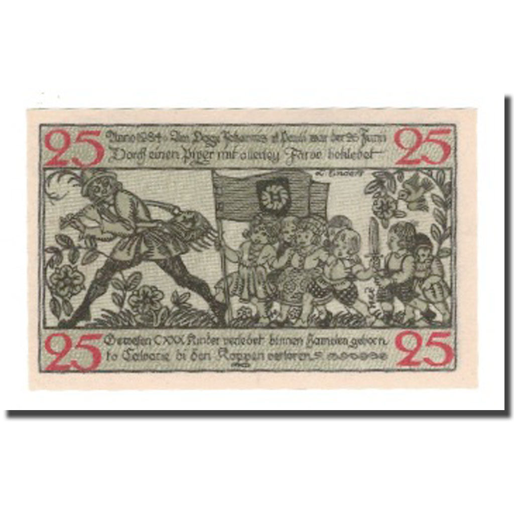 Banconote, Germania, Hameln Stadt, 25 Pfennig, personnage, 1918, 1918-07-01