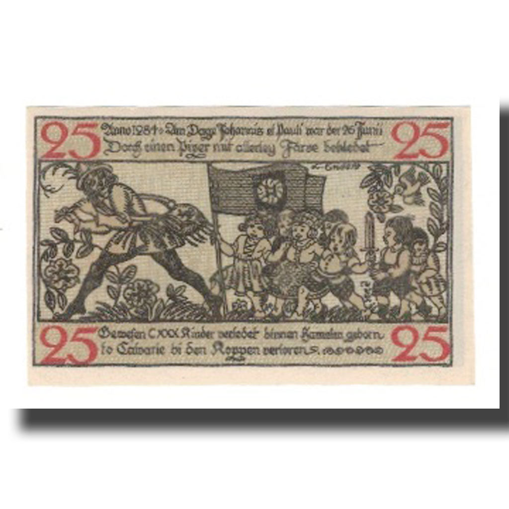 Banconote, Germania, Hameln Stadt, 25 Pfennig, personnage 1, 1918, 1918-07-01