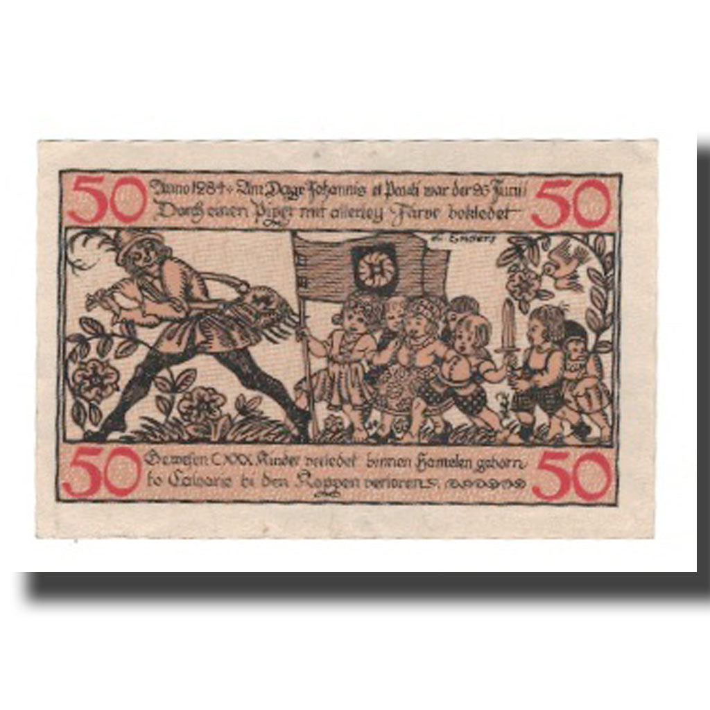 Geldschein, Deutschland, Hameln Stadt, 50 Pfennig, personnage 2, 1918