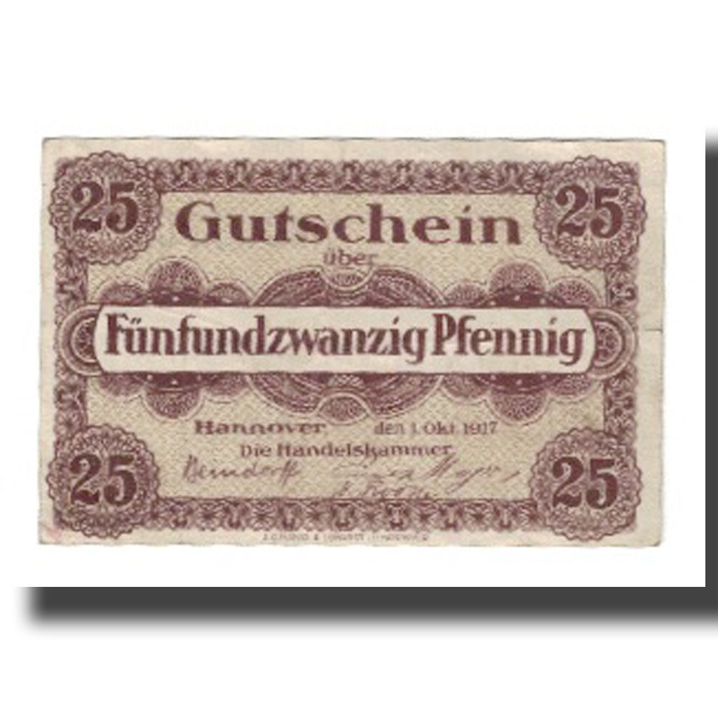 Biljet, Duitsland, Hannover Handelskammer, 25 Pfennig, Texte 3, 1919