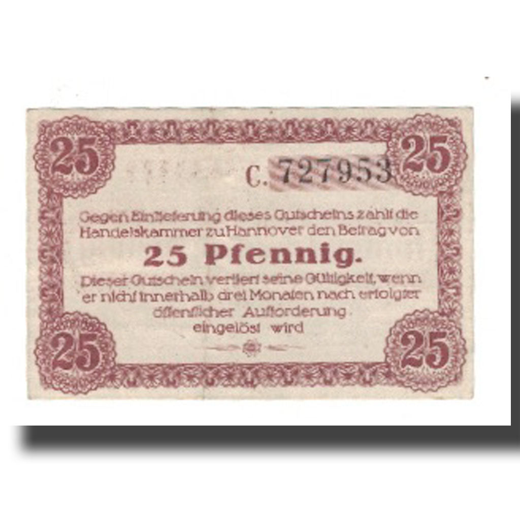 Banknote, Germany, Hannover Handelskammer, 25 Pfennig, Texte 4, 1919