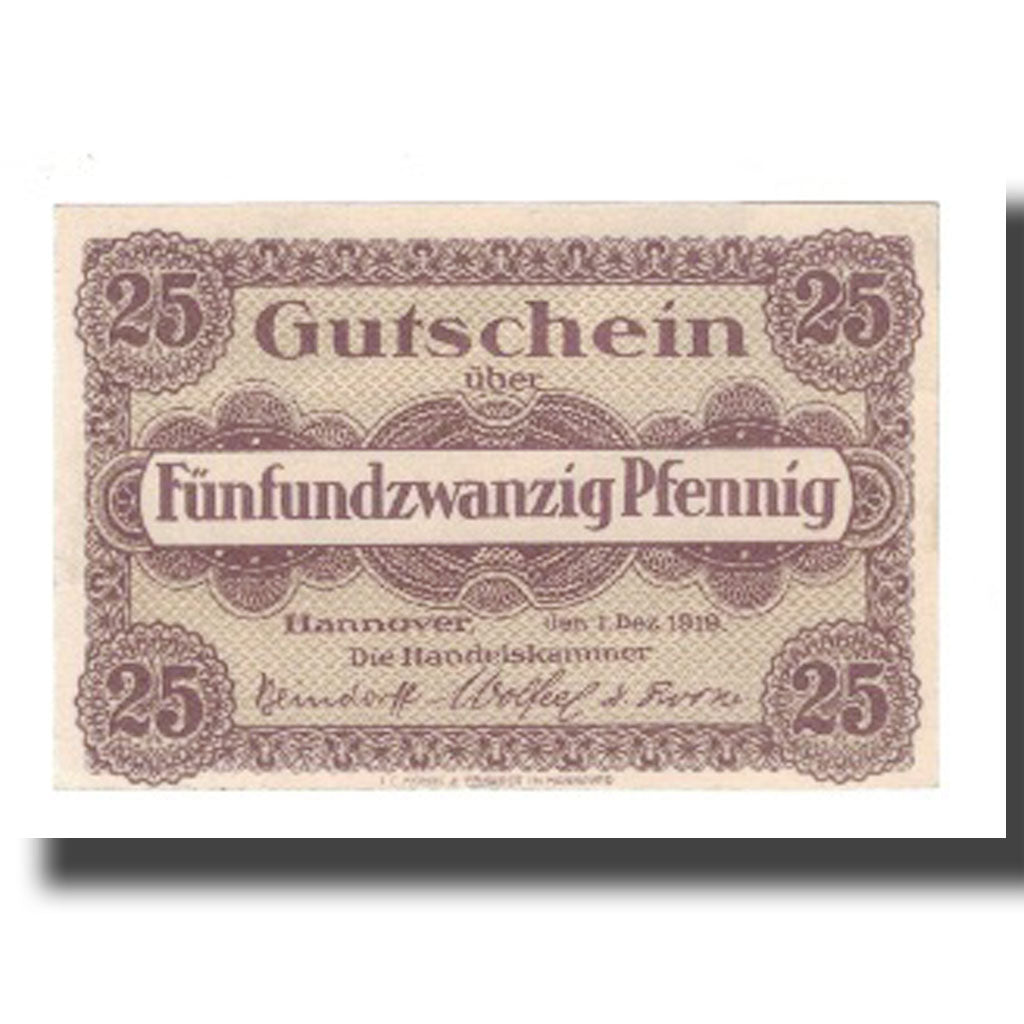 Banknote, Germany, Hannover Handelskammer, 25 Pfennig, Texte 7, 1919