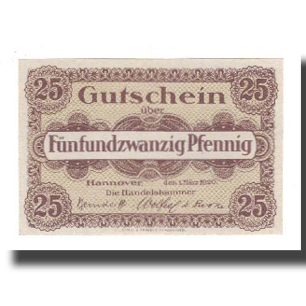 Biljet, Duitsland, Hannover Handelskammer, 25 Pfennig, Texte, 1919, 1919-06-01