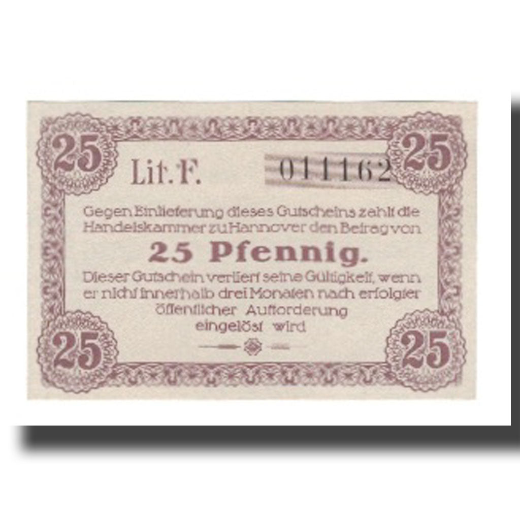 Biljet, Duitsland, Hannover Handelskammer, 25 Pfennig, Texte, 1919, 1919-06-01