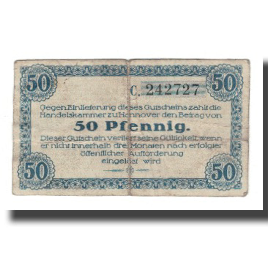 Banknote, Germany, Hannover Handelskammer, 50 Pfennig, texte 1, 1919