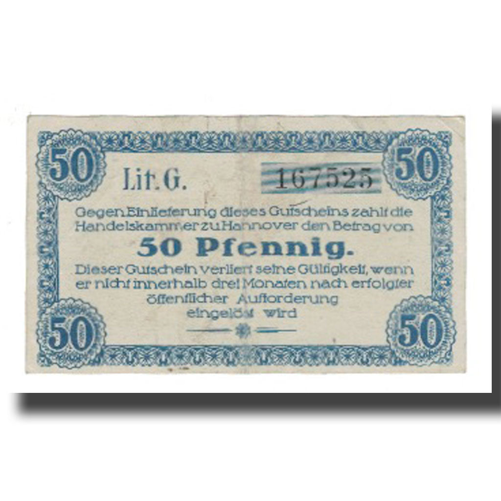 Banconote, Germania, Hannover Handelskammer, 50 Pfennig, Texte 2, 1919