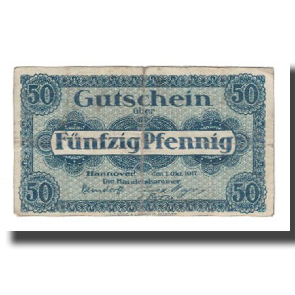 Banconote, Germania, Hannover Handelskammer, 50 Pfennig, Texte 7, 1919