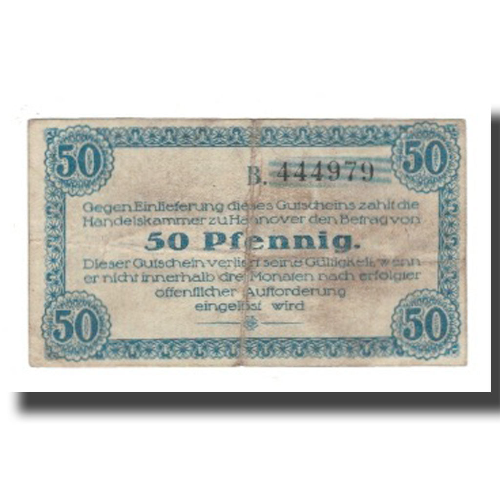 Banconote, Germania, Hannover Handelskammer, 50 Pfennig, Texte 8, 1919
