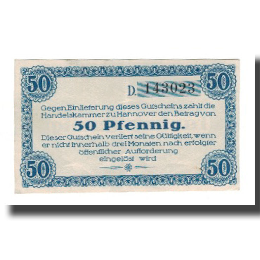 Banknote, Germany, Hannover Handelskammer, 50 Pfennig, Texte 9, 1919
