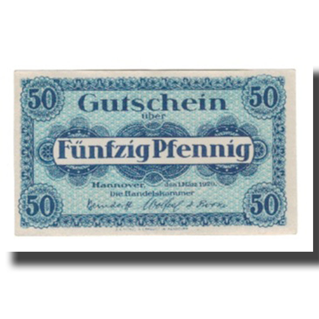 Banconote, Germania, Hannover Handelskammer, 50 Pfennig, Texte, 1919