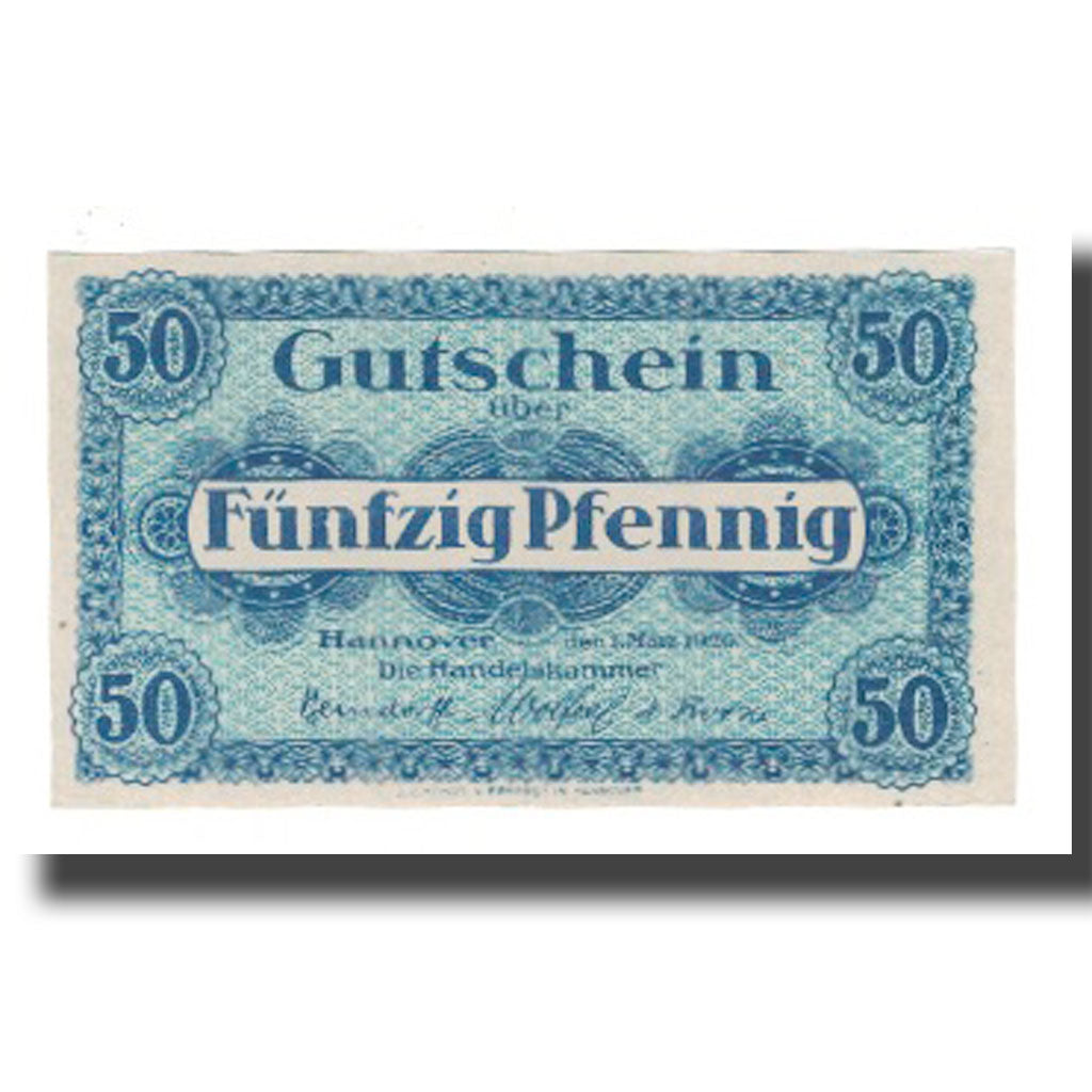 Banconote, Germania, Hannover Handelskammer, 50 Pfennig, texte 1, 1919