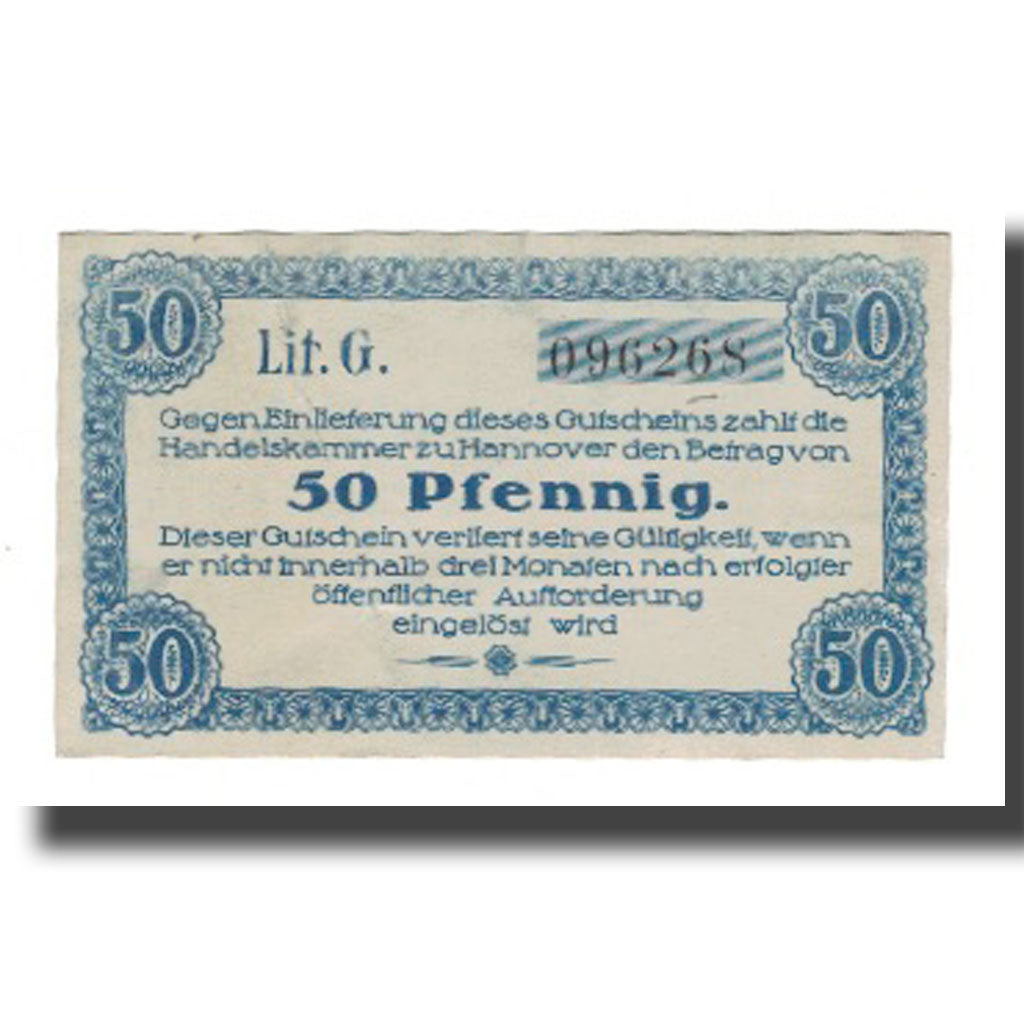 Banconote, Germania, Hannover Handelskammer, 50 Pfennig, Texte 2, 1919