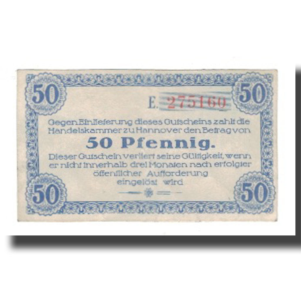 Banconote, Germania, Hannover Handelskammer, 50 Pfennig, Texte 4, 1919