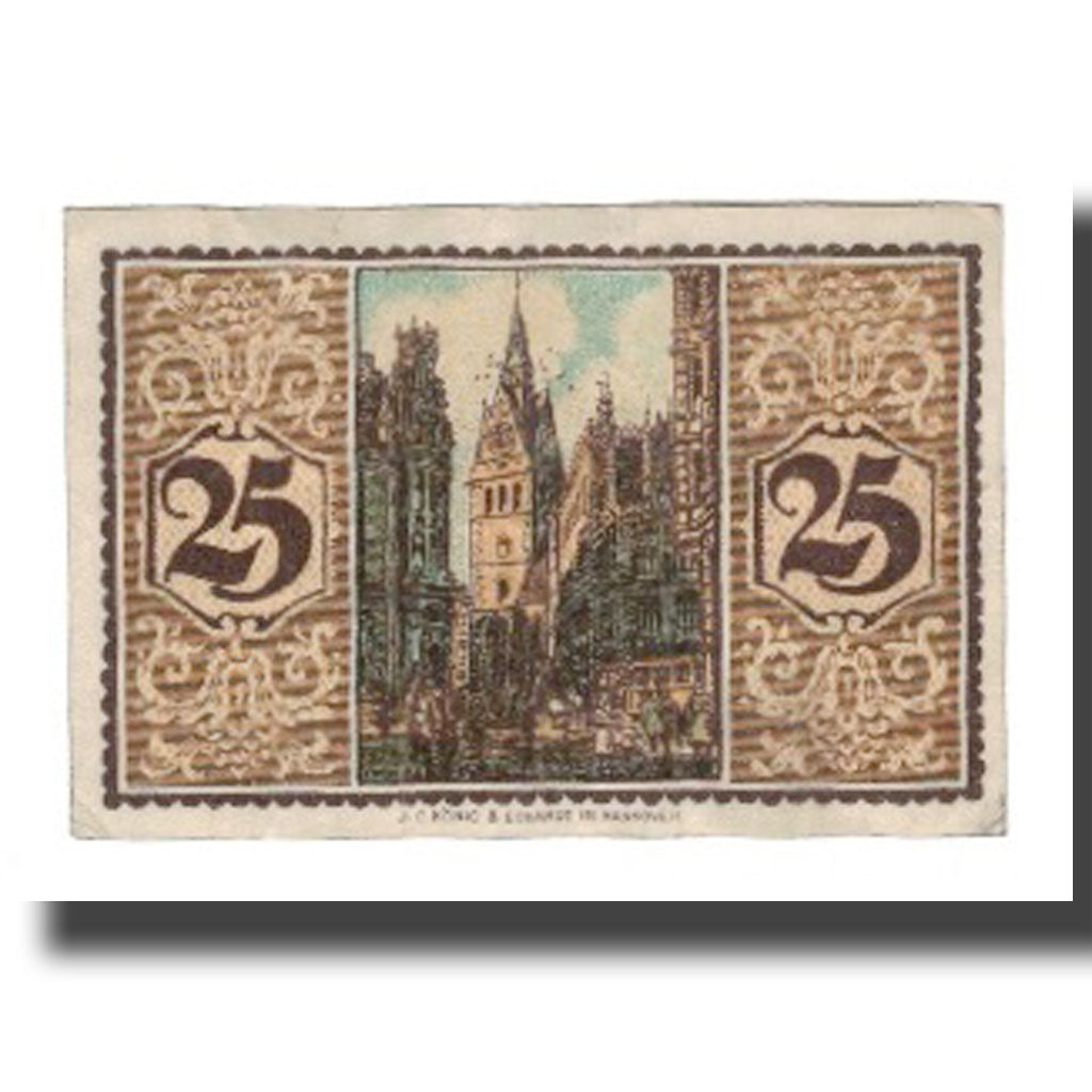 Banconote, Germania, Hannover Handelskammer, 25 Pfennig, rue, 1921, 1921-07-01