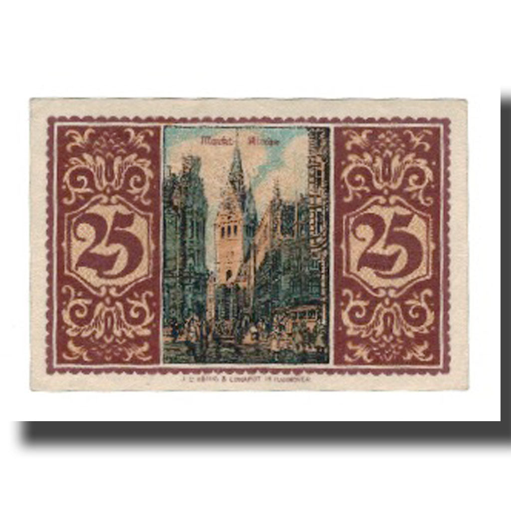 Banconote, Germania, Hannover Handelskammer, 25 Pfennig, rue 2, 1921