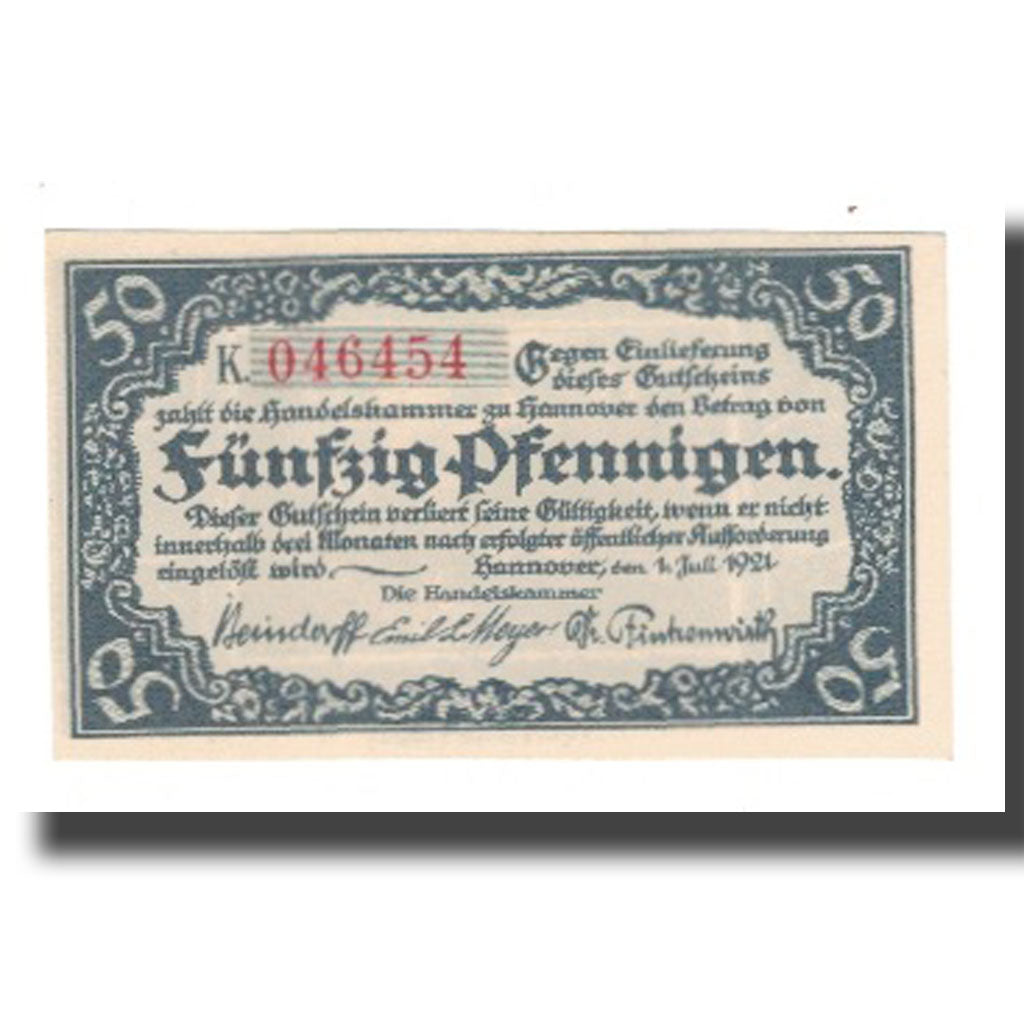 Banconote, Germania, Hannover Handelskammer, 50 Pfennig, Village 3, 1921