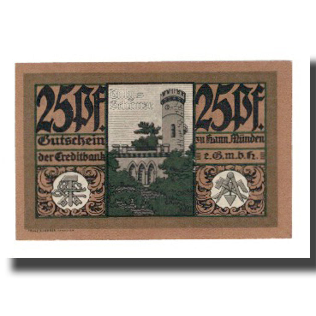 Banknote, Germany, Hann. Münden Creditbank e.G.m.b.H., 25 Pfennig, tour 1