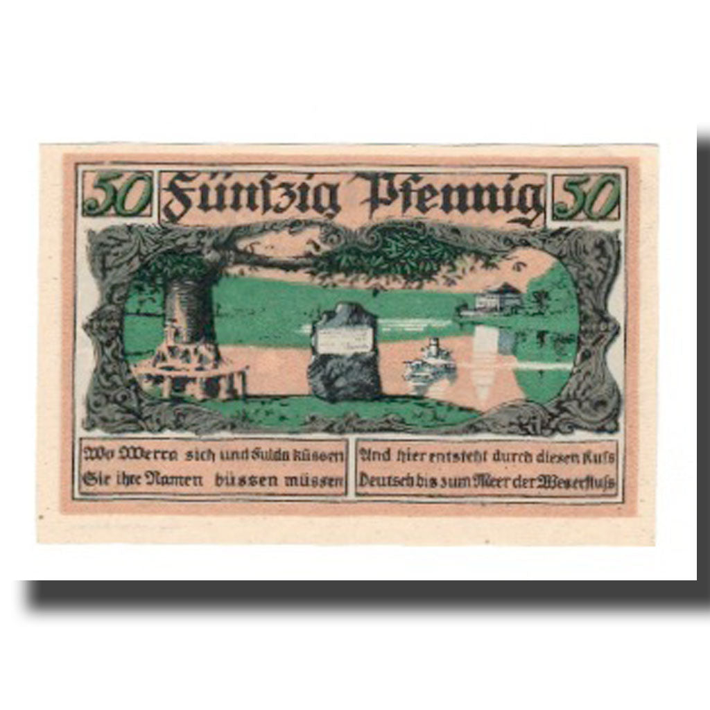 Banknote, Germany, Hann. Münden Creditbank e.G.m.b.H., 50 Pfennig, paysage