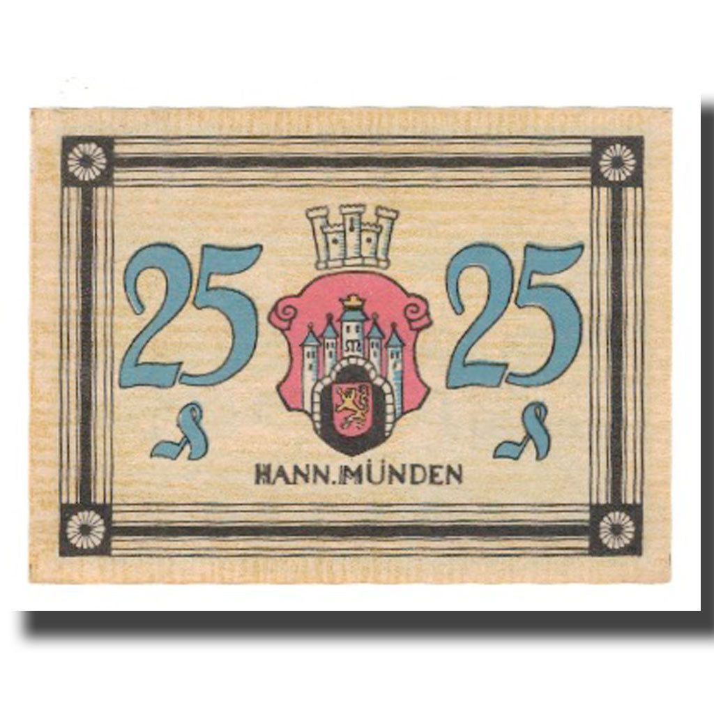 Banconote, Germania, Hann. Münden Stadt, 25 Pfennig, paysage, 1922, SPL-